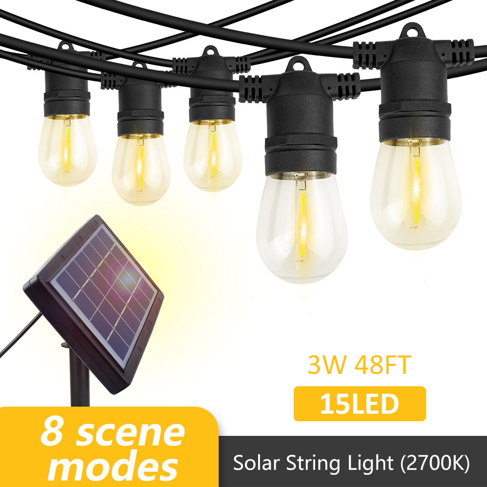 3W 48FT Solar String Light 2700K