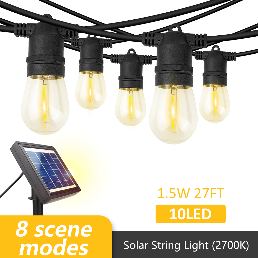 1.5W 27FT Solar String Light 2700K